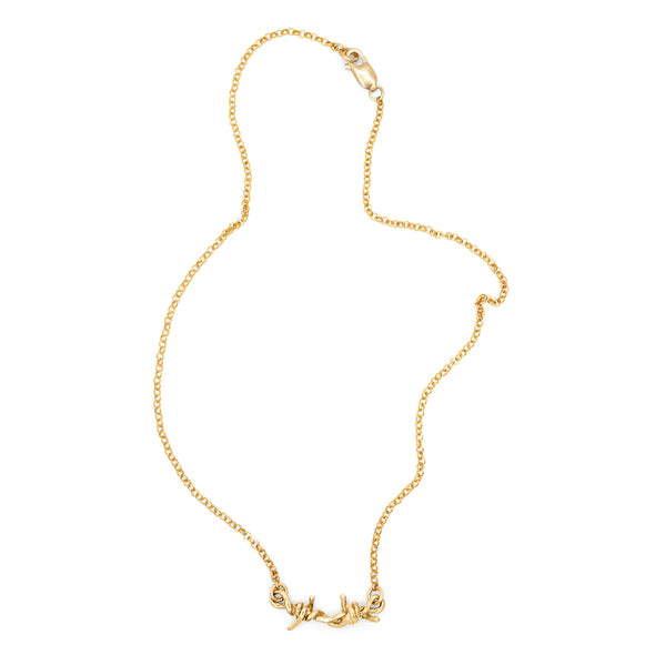Single Link Barbed Wire Necklace Gold