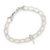 Pearl bracelet with a silver clasp on a white background