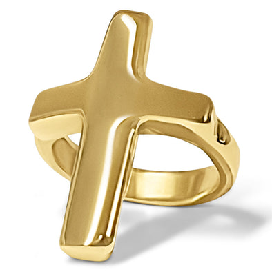 Gold Cross ring with a simple design on a white background