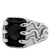 Black Onyx gemstone entrapped by a fleet of snakes signet ring in sterling silver