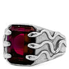 ruby gemstone entrapped by a fleet of snakes signet in sterling silver