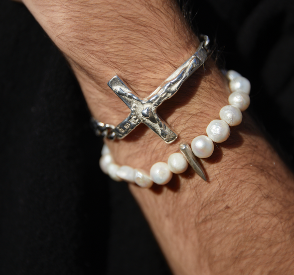 White Pearl Spike Bracelet