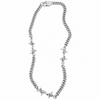 A silver-toned curb chain necklace featuring integrated barbed wire motifs at intervals, displayed on a clean white background.