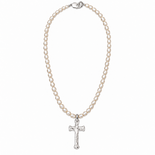XL Cross Pearl Necklace