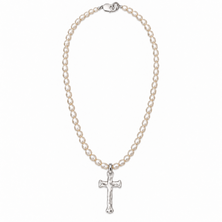 XL Cross Pearl Necklace