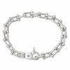 A silver-toned metal chain bracelet with a lobster clasp, displayed on a clean white background.