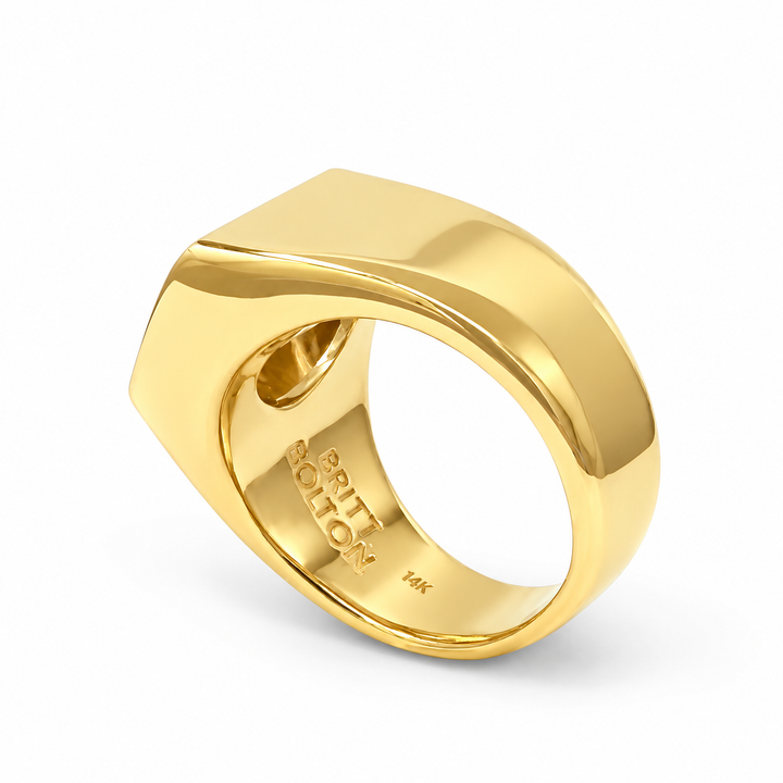 Slick Gemstone Signet 14k Smokey