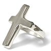 Silver cross-shaped ring on a white background