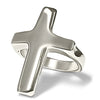 Silver cross-shaped ring on a white background