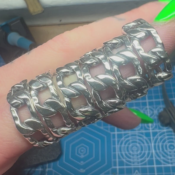 BRITT BOLTON CHAINLINK RINGS IN STERLING SILVER (PRE POLISH)