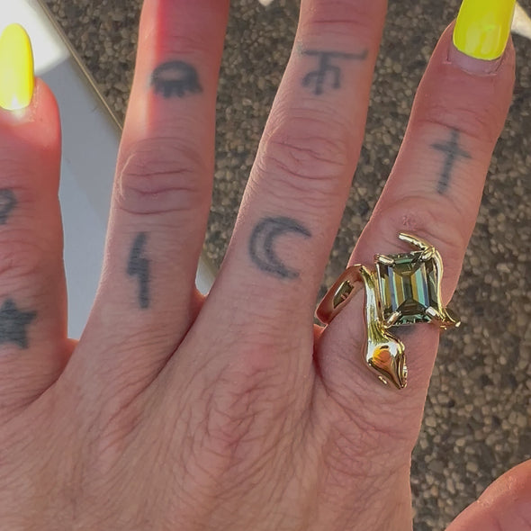Sacred Gem Snake Ring 14k