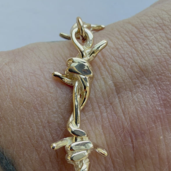 Barbed Wire Link Bracelet 14k