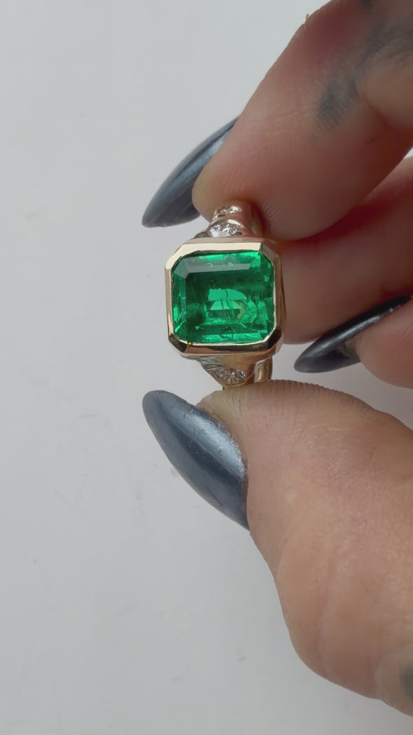 Emerald & Diamond Band 14k