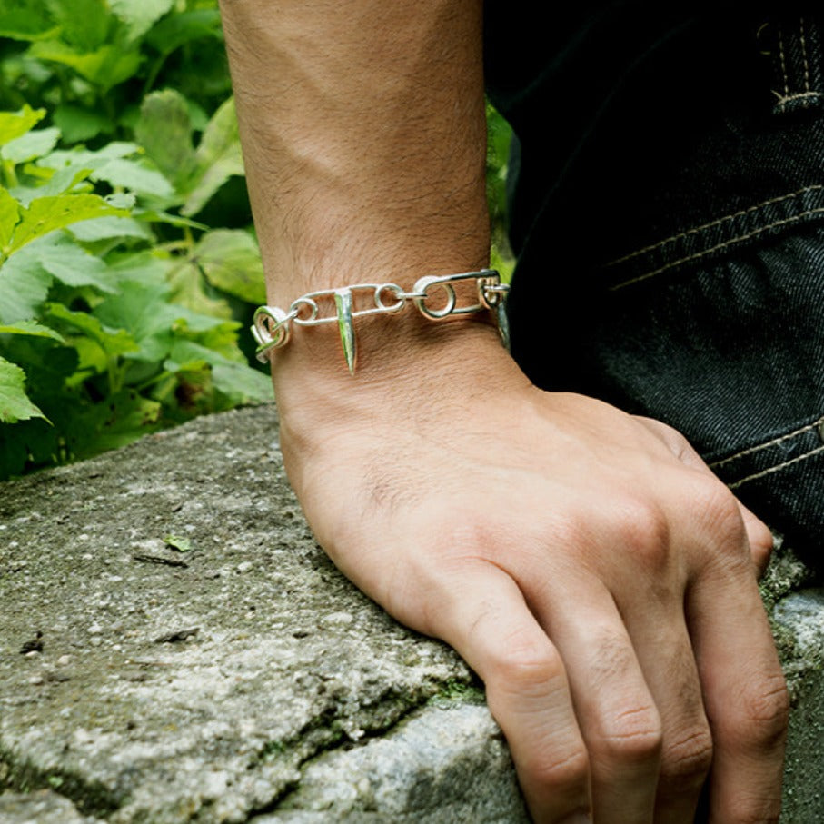 Safety Pin and Spike Bracelet  Sterling Silver, Brooklyn Jewelry –  www.