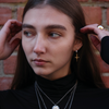 Crucifix Dagger Pearl Stud 14k