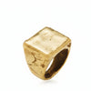 Handmade 14k Gold square signet ring with a melted texture surface.