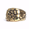 Handmade recycled Brass signet ring with a hammered pebble surface texture.