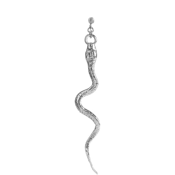 silver snake pendant hanging from 3mm stud
