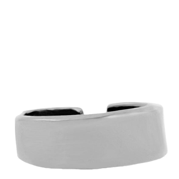 silver thick ring with gap shot on white background