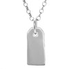 silver gravestone pendant hanging from silver rolo chain