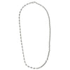 Half Gucci link chain and half classic cable chain necklace in solid sterling silver, shot in white background