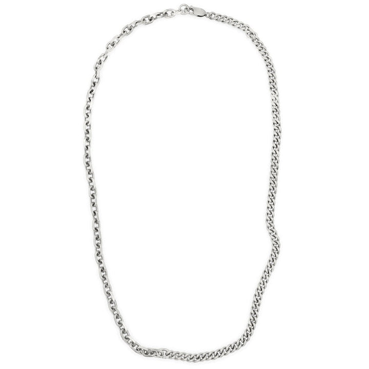 Half Diamond Cut Cable chain and half classic Curb necklace in solid sterling silver