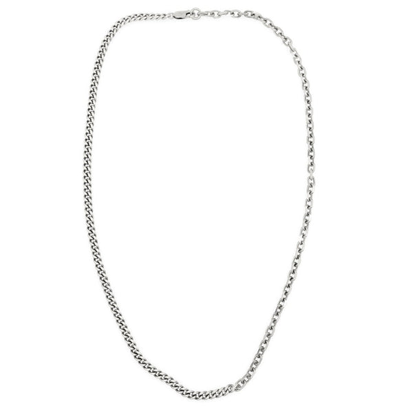 Half PETITE Diamond Cut Cable chain and half classic Curb chain necklace in solid sterling silver