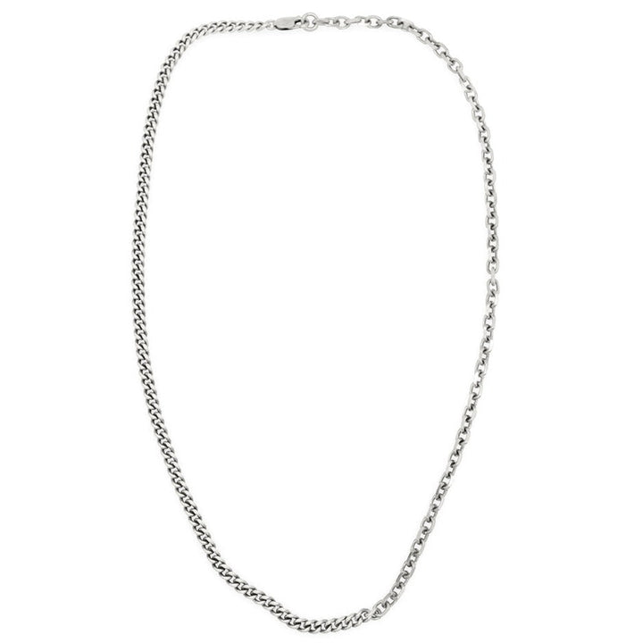 Half PETITE Diamond Cut Cable chain and half classic Curb chain necklace in solid sterling silver