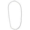 Half Gucci link chain and half classic cable chain necklace in solid sterling silver, shot in white background