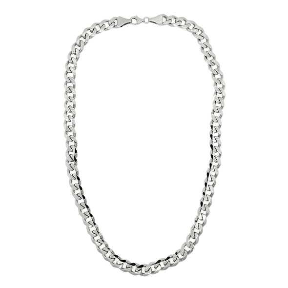 classic curb chain in sterling silver, shot on white background
