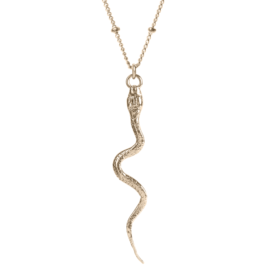 14k Yellow Gold Snake Pendant with 16″ Yellow Gold Chain - Houston  Engagement Rings Store