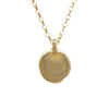 organic shaped coin made from cast Brass  plated in 14k Gold with 14k Gold filled rolo chain