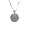organic shaped coin made from sterling silver with silver rolo chain