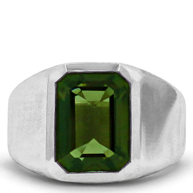 Slick Gemstone Signet Dark Green Tourmaline
