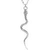 sterling silver snake shaped pendant hanging from silver rolo chain