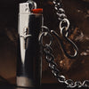 Standard bic Lighter sleeve made from nickel silver sheet, with Britt's handmade sterling Silver Crucifix Dagger pendant soldered onto it
