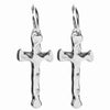 Extra large cross pendants in sterling silver, hanging from silver hoops