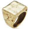 Handmade recycled Brass square signet ring with a melted texture surface.