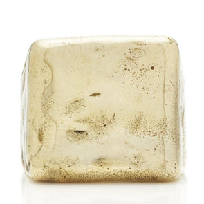 Handmade recycled Brass square signet ring with a melted texture surface.