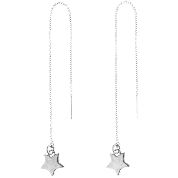 Handmade Sterling Silver Star pendant hanging from a hypoallergenic Sterling Silver Argentium threader chain.