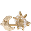 Handmade recycled Brass Moon and sun style ring with a recycled Brass Moon and a Herkimer Diamond claw set '"sun".