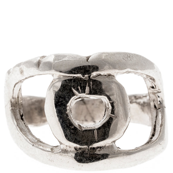 Handmade Sterling Silver ring with a negative space eye design.