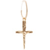Handmade 14k Gold Plated crucifix pendant and Freshwater Pearl hanging from a hypoallergenic 14k Gold Filled hoop.