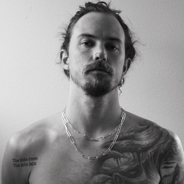 male model wearing our paperclip chain