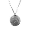 Sterling Silver antique style coin hangs from a hypoallergenic Sterling Silver rolo chain