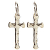 hammered brass XL cross pendants hanging from 14k gold filled hoops