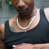 male model wearing our curb chain pearl necklace