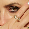 female model close up shot wearing our moon & sun ring