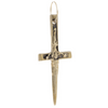 brass xl crucifix dagger pendants hanging from 14k gold filled hoop